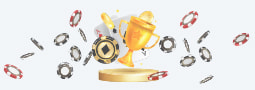 Trofeo dorado con fichas.